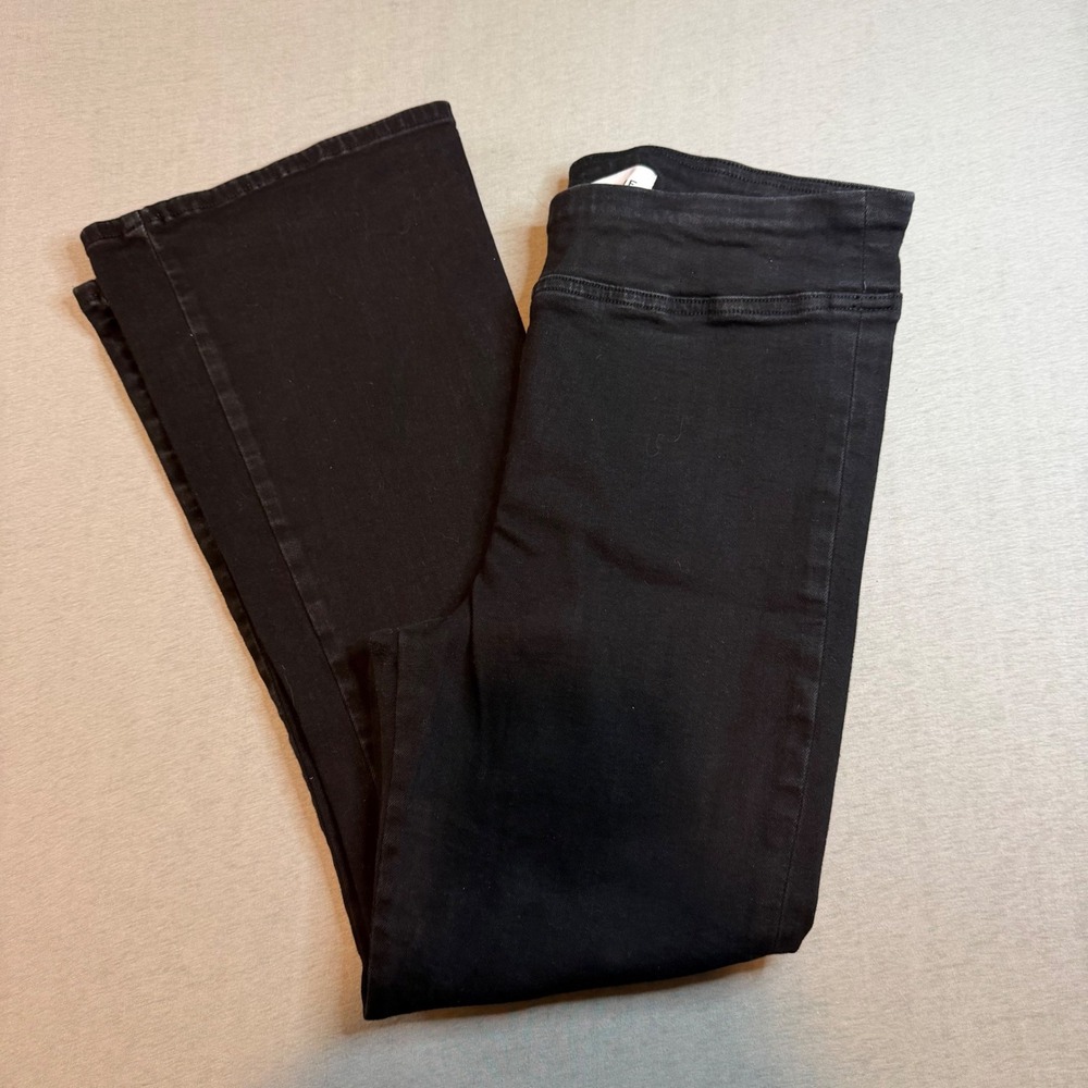 FRAME Jet set Flare Pull On‎ Jeans Black High Rise Stretch Denim Size 2
